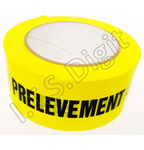 Adhesif rouleau "Prelevement - ne pas ouvrir" jaune G (50 mm x 100 m)