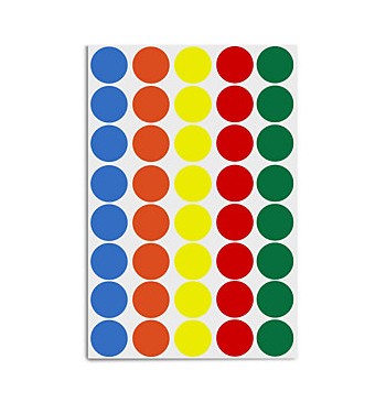 Adhesif pastille ronde differentes couleurs Diam. 8 mm / 385 pieces