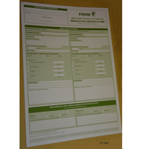 Fiche "F" Resultats des Analyses de Sang